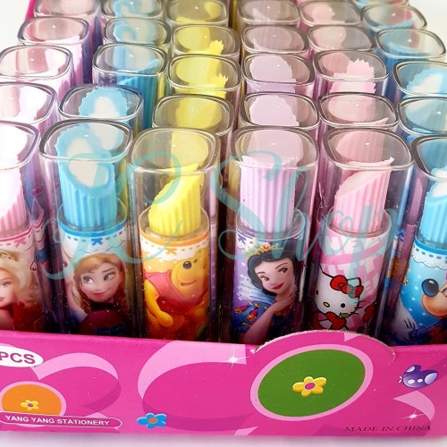 

PENGHAPUS BENTUK LIPSTIK Karakter Kartun Warna Warni / Hapusan Pensil Anak Sekolah