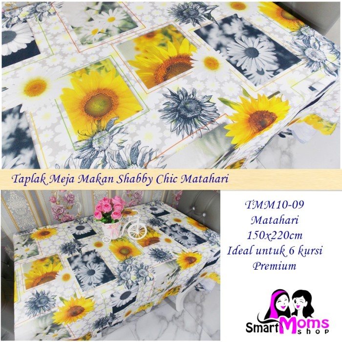 Taplak Meja Makan - Taplak Meja Makan Shabby Chic Mewah Tebal Matahari Untuk 6 Kursi