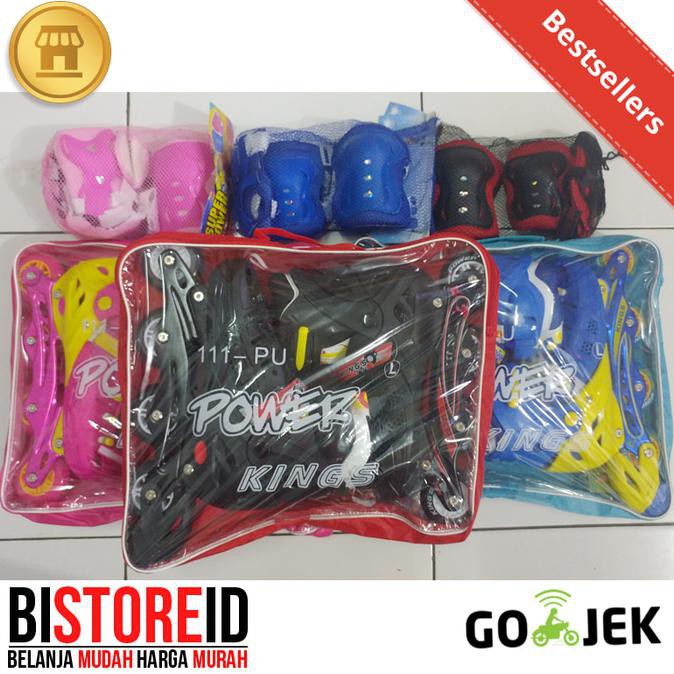 Hot Promo Murah Sepatu Roda + Protector Power Kings Ban Karet Full Batok Aman - Jyjsvl