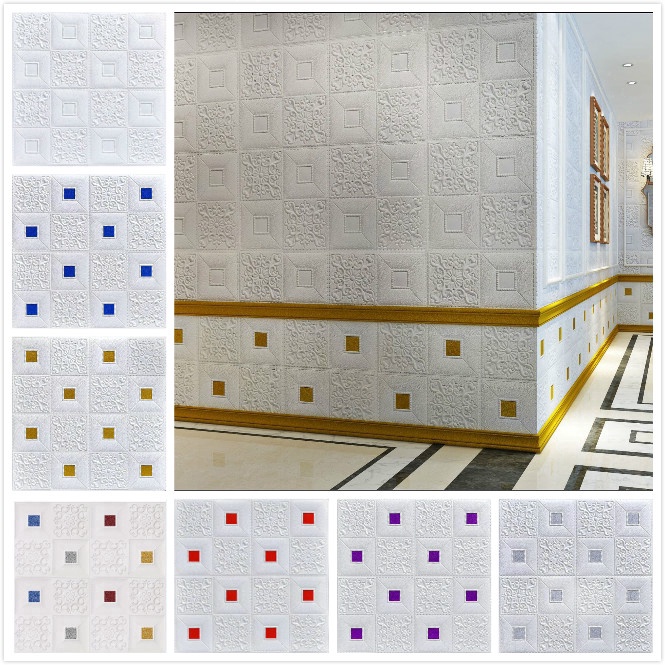 Wallpaper Dinding 3D Foam Motif Batik Wallsticker, Ukuran 35X35CM • High Quality