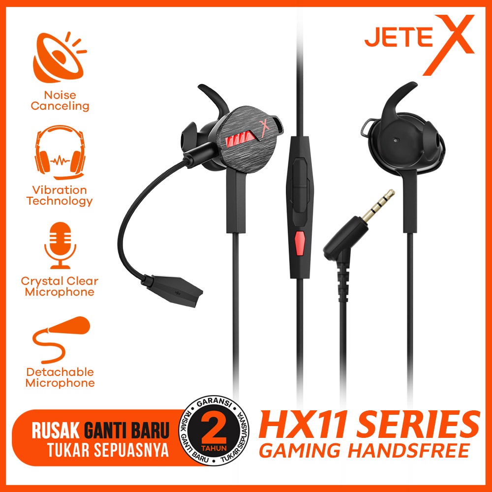 Headset Gaming JETEX HX11 Premium Earphone Gaming Mic with Vibration  - Garansi 2 Tahun