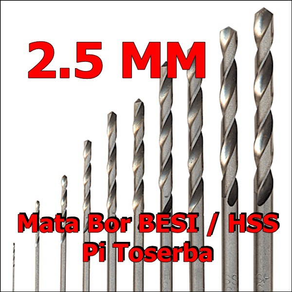 Mata Bor Besi ukuran 2.5mm 2.5 mm drill bit