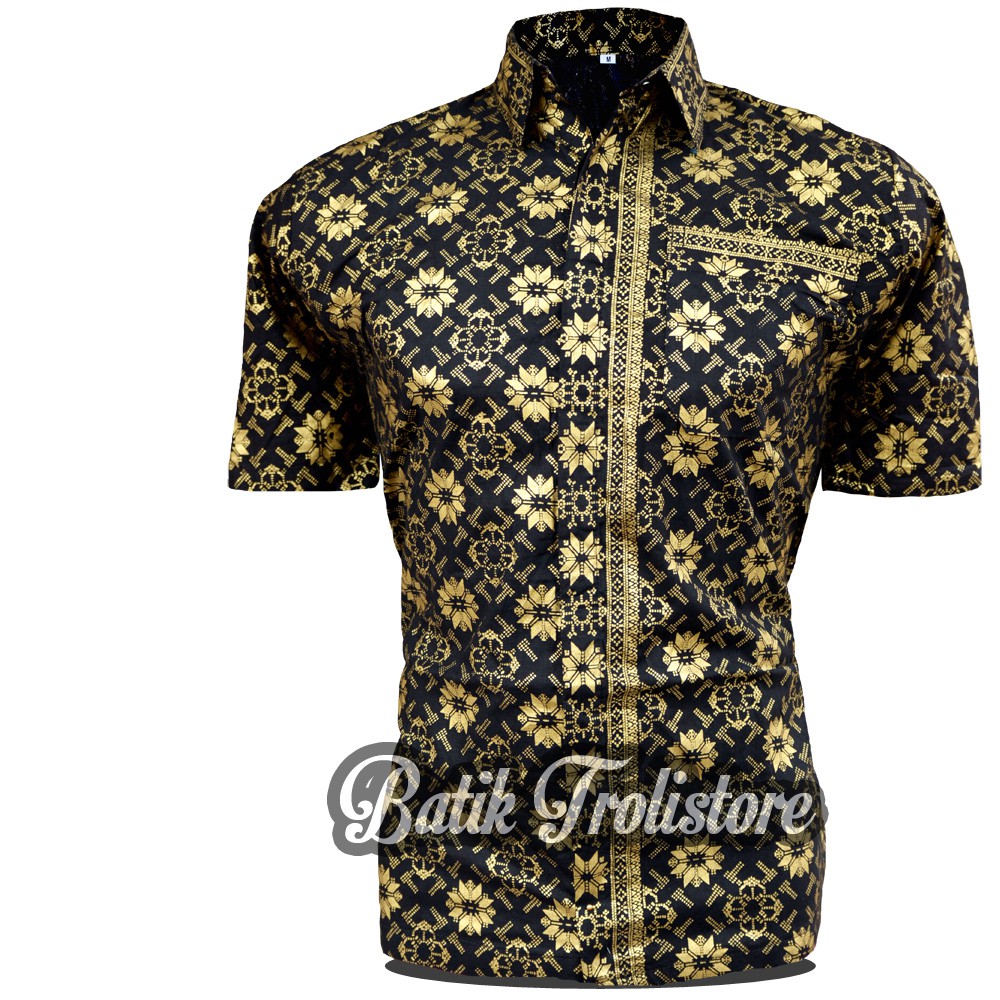 GROSIR MURAH BAJU BATIK PRIA LENGAN PENDEK MOTIF BINTANG 