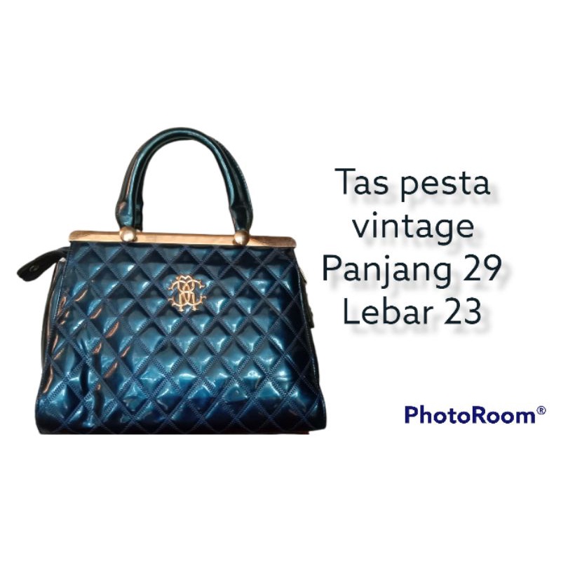 tas pesta vintage warna navy
