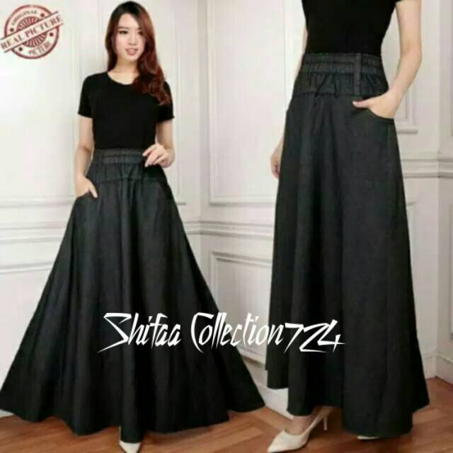 Rok Wanita Payung - Soft Jeans ( Standar-Jumbo)