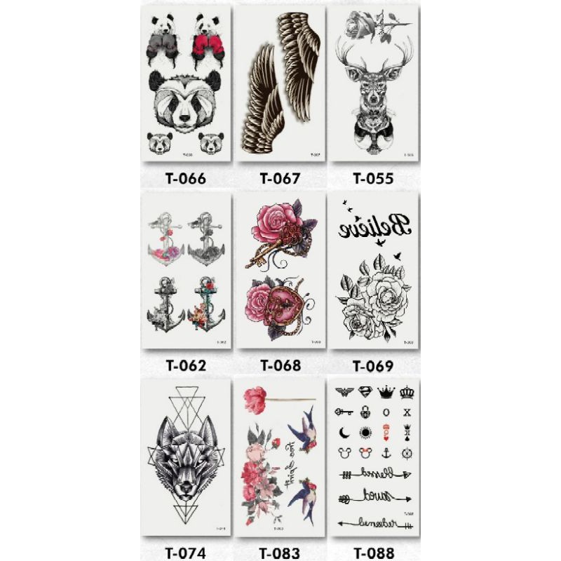 Tatto temporary mini kecil murah ukuran 10×6cm MODEL T