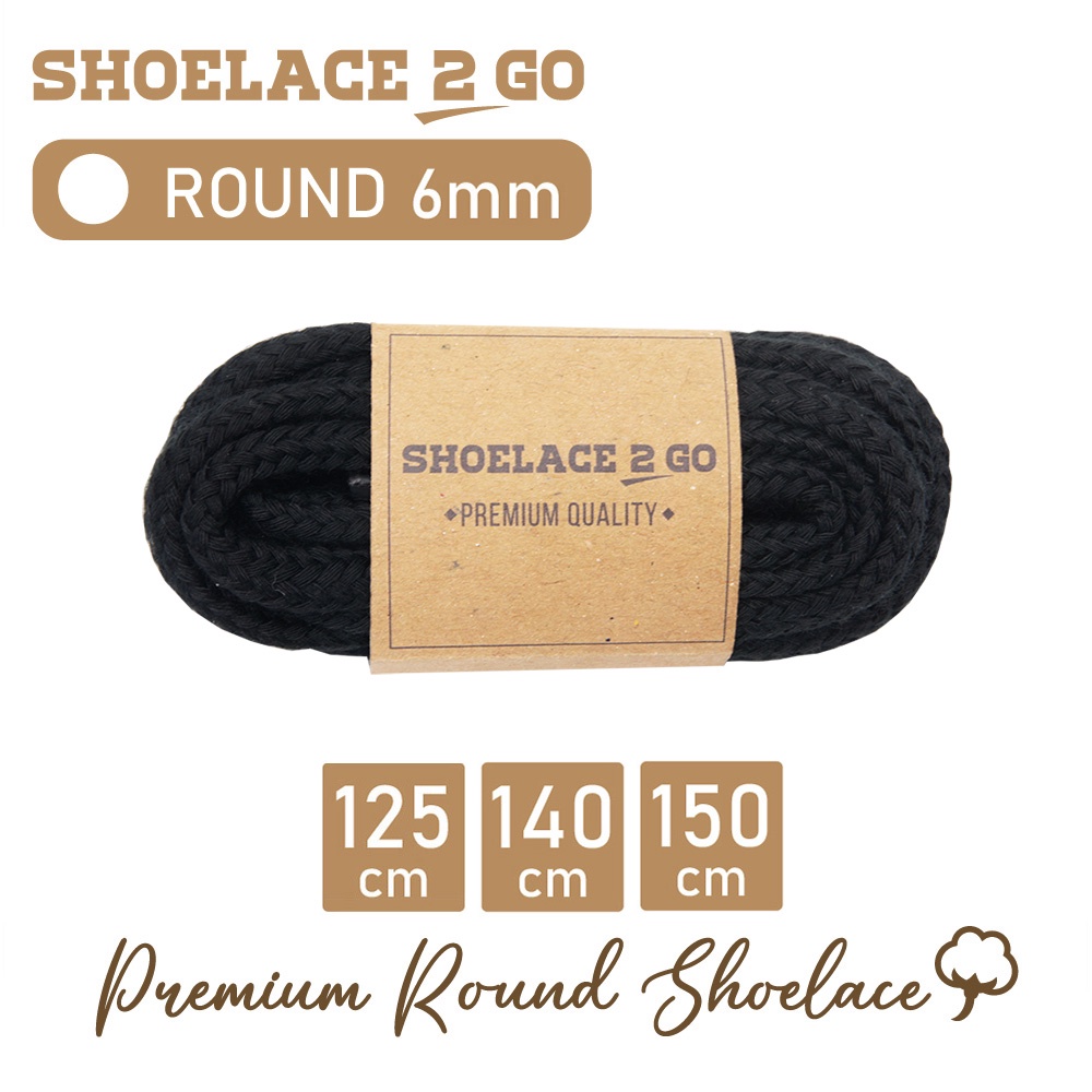 SHOELACE 2 GO PREMIUM TALI SEPATU BULAT ROUND - B1 - BLACK