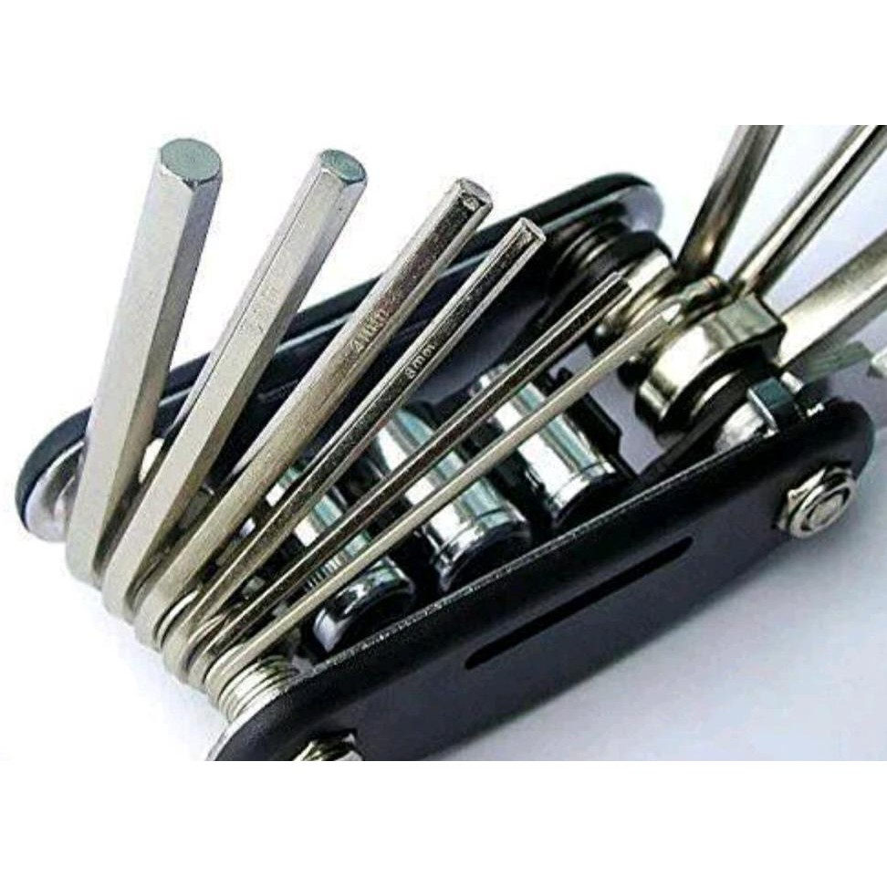 Mini bicycle tool set kunci shock lipat kunci sepeda 16 in 1