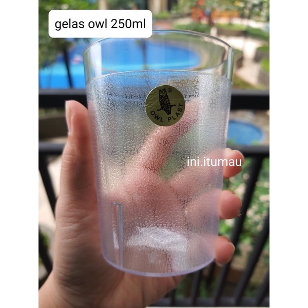 GELAS PLASTIK MINUMAN 250ml TEBAL KULIT JERUK / ES TEH / merk owl / Gelas MINUMAN AIR TEH BENING