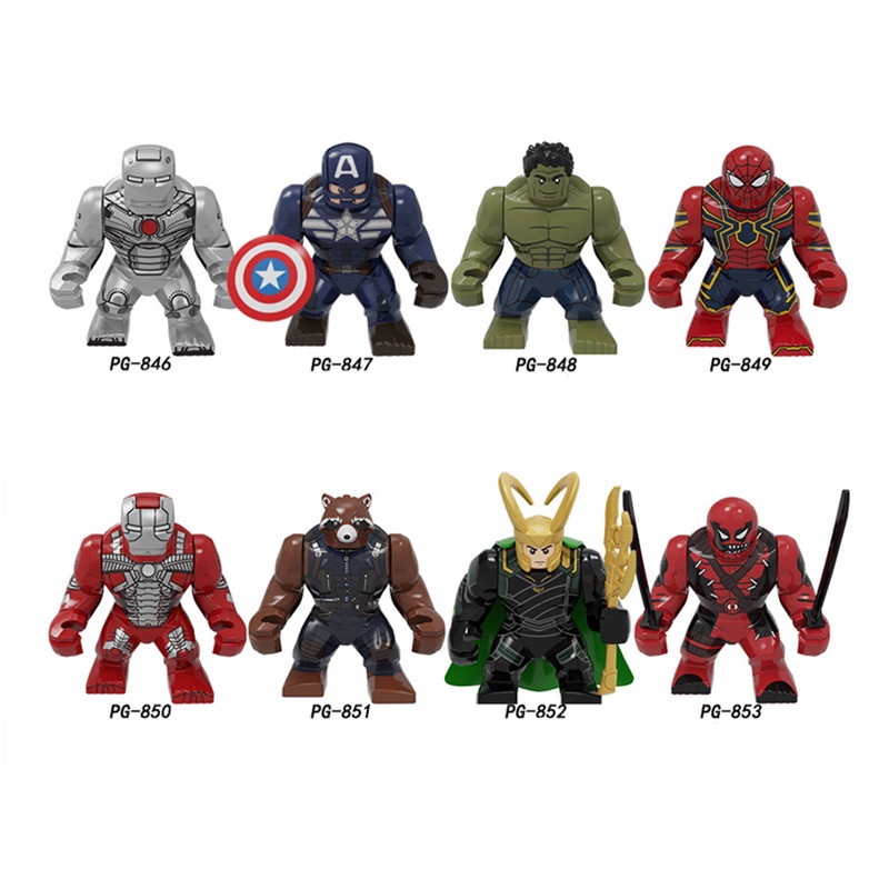 1pc Mainan Balok Bangunan Karakter Super Hero Iron Man Loki Deadpool Untuk Hadiah Anak Laki-Laki