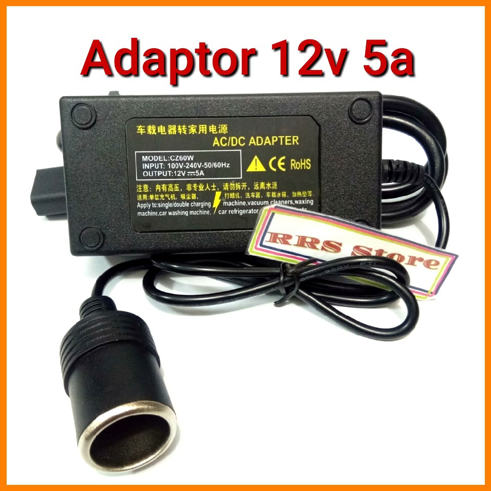 Adaptor dc to ac 12V 5A untuk pompa BAN mobil vacum mobil kecolokan listrik rumah ADAPTOR MOBIL