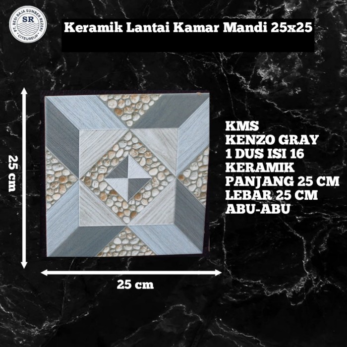 Keramik Lantai Kamar Mandi 25X25 Kenzo Gray/ Keramik Kasar