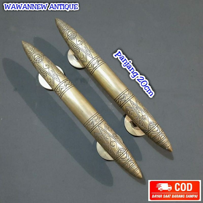 Handle / Tarikan Pintu Kuningan Antik Murah Motif Torpedo Bali 20cm