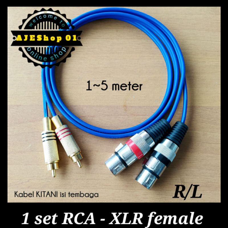 Kabel jack RCA to XLR canon female satu set