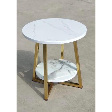 Meja Tamu Granit Bulat Tingkat Minimalis - Meja Tamu Granit Murah Asoka 50 - VW Furniture Medan