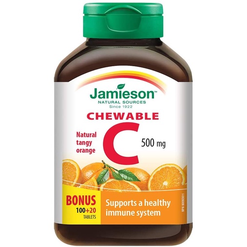 Jamieson Chewable Vitamin C 500 mg - Tangy Orange, 120 Tablets