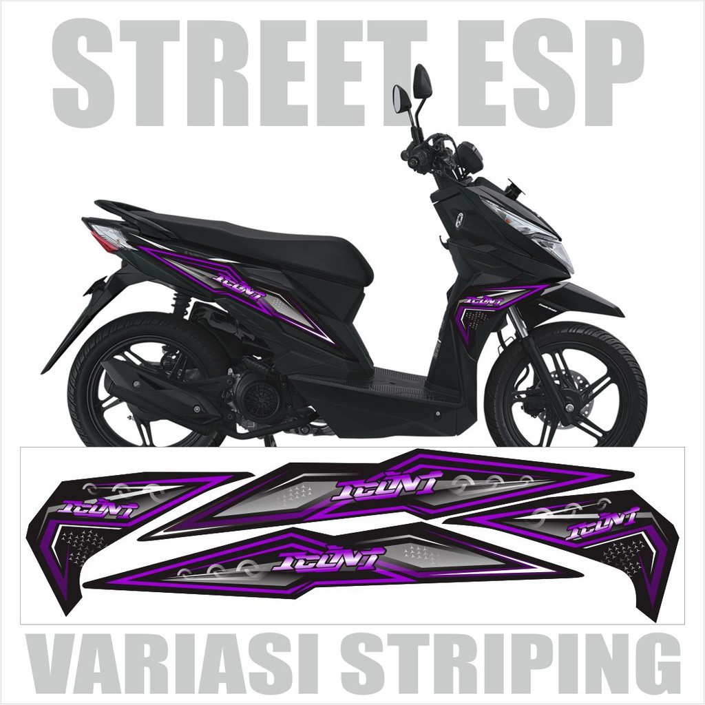 STRIPING BEAT NE STREET ESP VARIASI STRIPING STICKER MOTOR BEAT UNGU - SAHILA STICKER