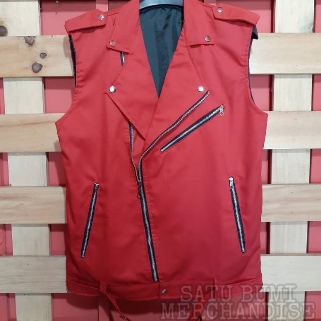Rompi dobel kerah merah | werpak punk | ramones