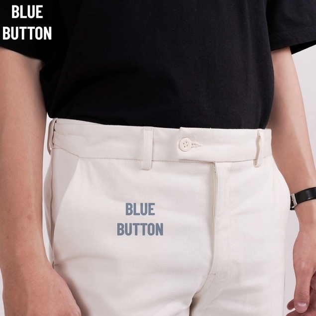 BlueButton Smart Chino Ankle Pants Slim Fit Stretch Celana Putih Panjang Pria Casual Kerja Kantor - Ivory White