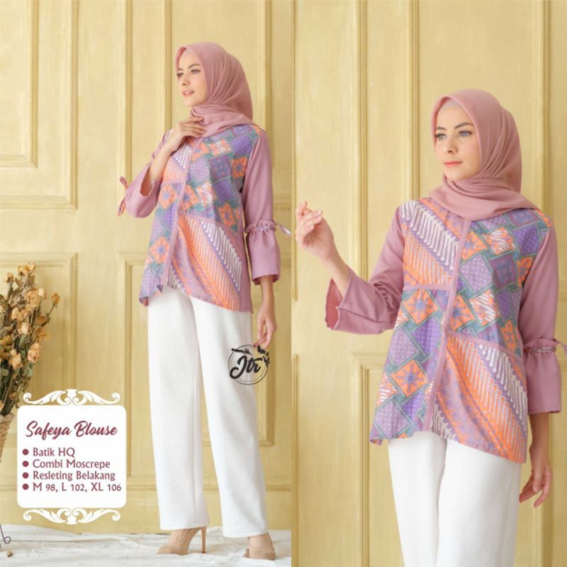 SAFEYA Atasan Bluos soft batik modern Warna terang