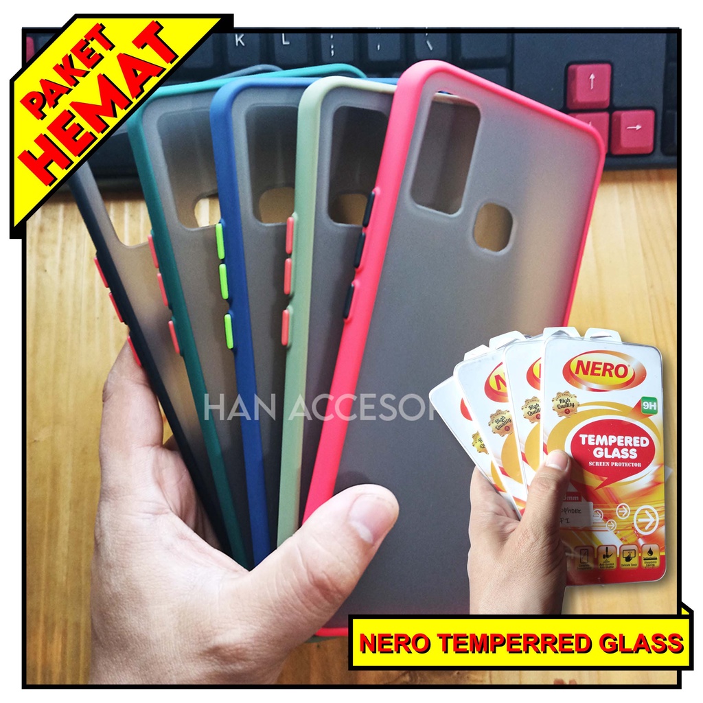 (PAKET HEMAT) Case Fuze Dove + Temperred Glass Infinix Hot 8/Hot 9/Hot 9 Play/Note 7/Note 7 Lite Hardcase / Matte Colour / Case Candy