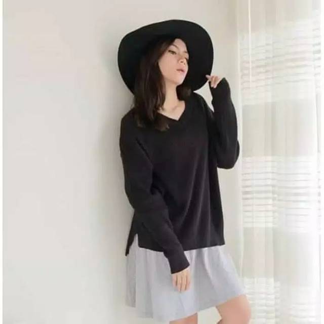 BOXY V-NECK VIONA/sweater rajut halus