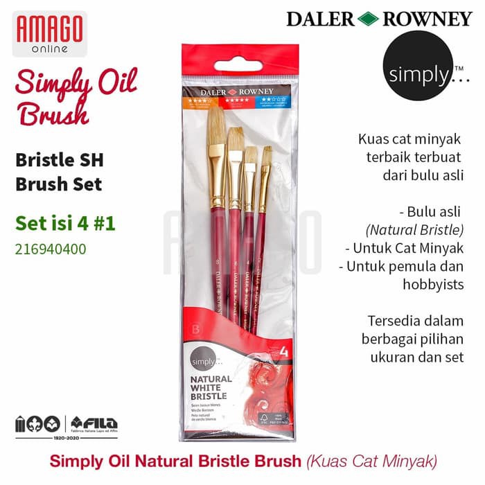 DALER-ROWNEY Simply Oil Bristle SH Brush Set 4 pcs #1 - 216940400