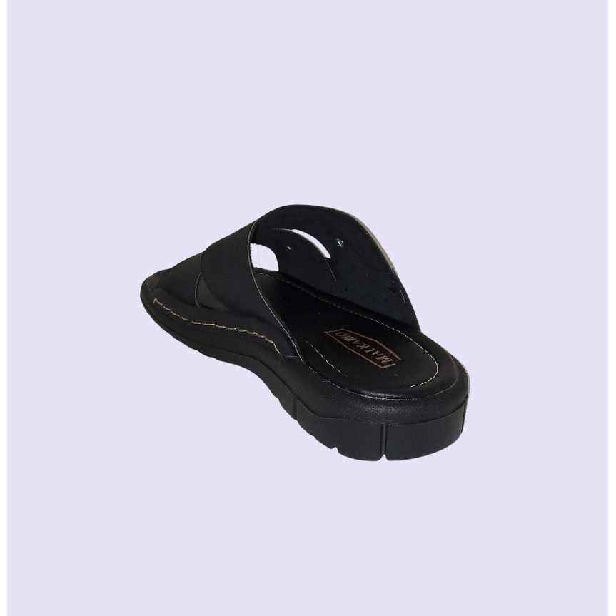 Sandal Pria Kulit Asli Full Black - ORIGINAL Sendal Selop Sol Hak Tebal