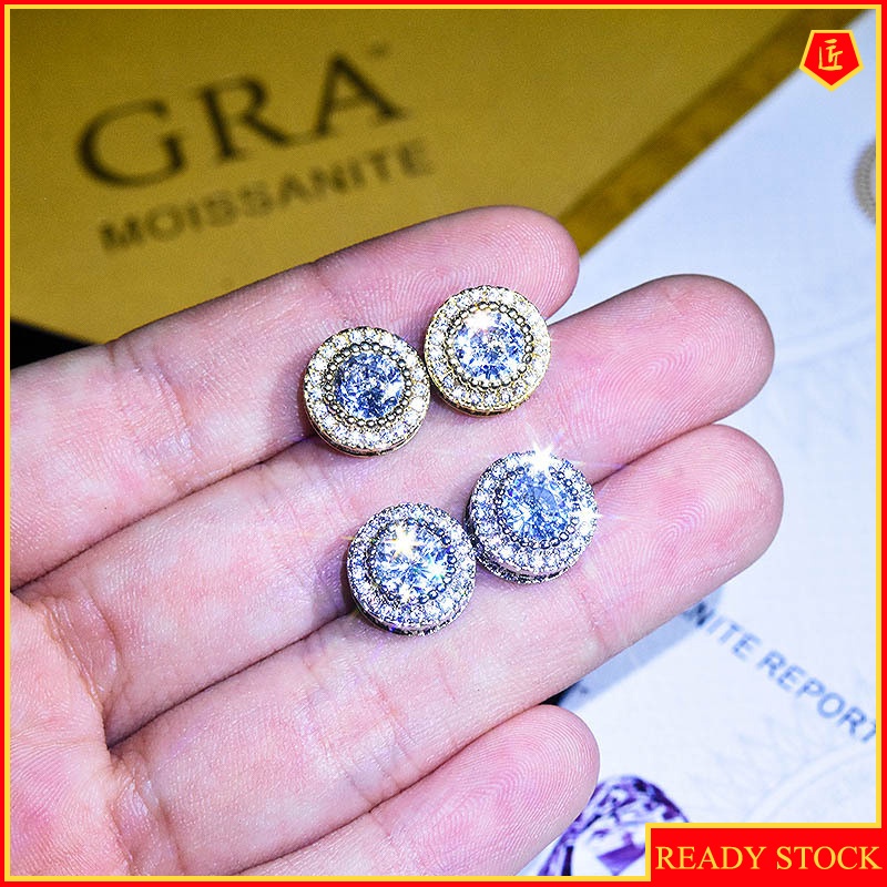 [Ready Stock]Classic Round 2 Karat Moissanite Stud Earrings