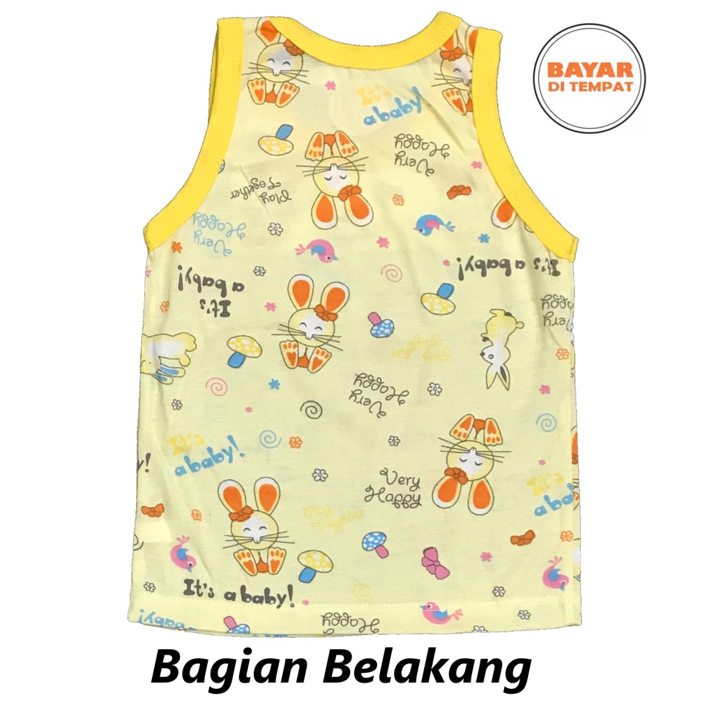 BAYIe - 12 PCS Kaos Singlet/Kutung Bayi/Anak Cewek Perempuan Motif BUNNY AGREE KIDS Size S, M, L, XL