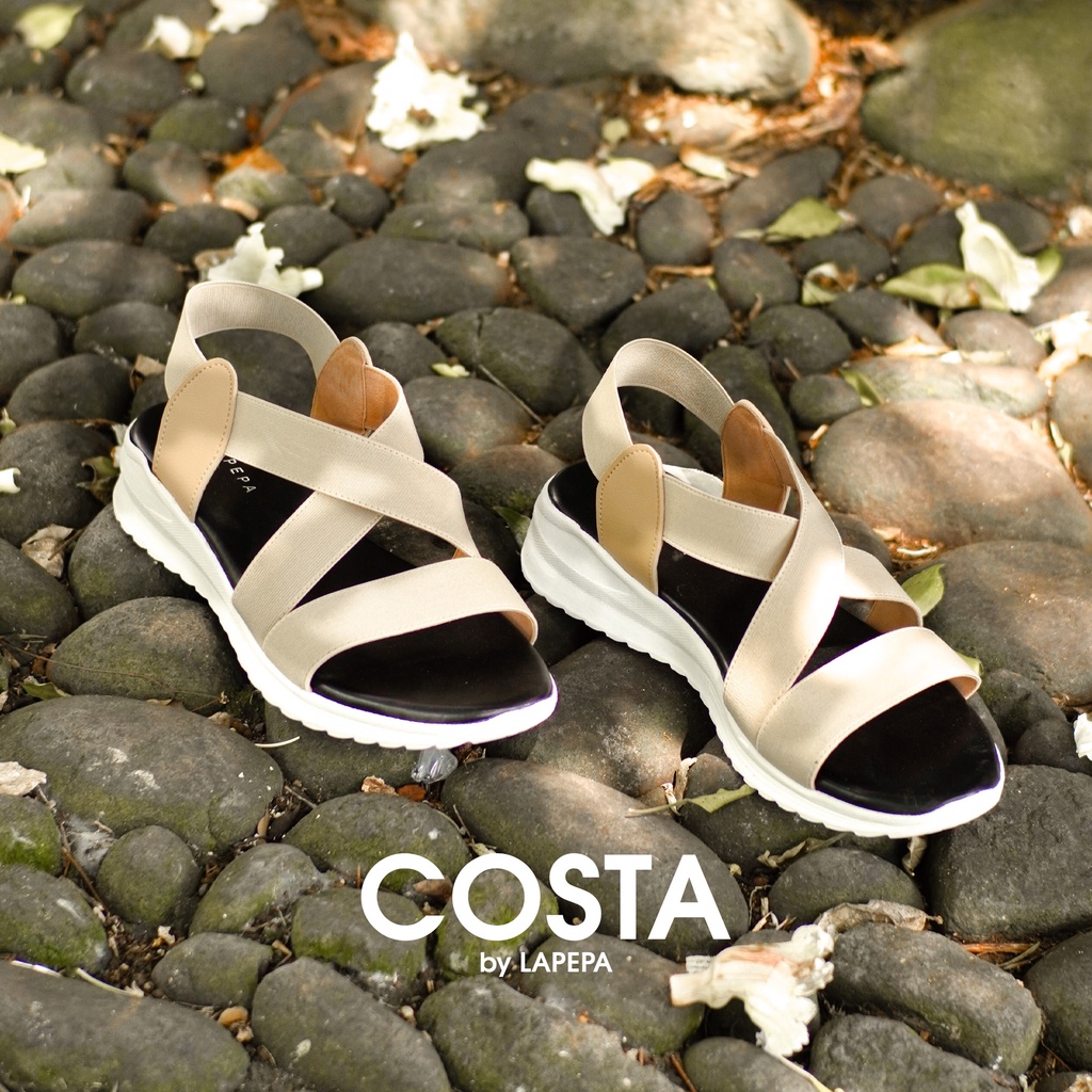 AVLINSTORE - tipe COSTA Sepatu Sandal Wanita Sandal Gunung Tali Karet Strap Belakang Tinggi 4cm