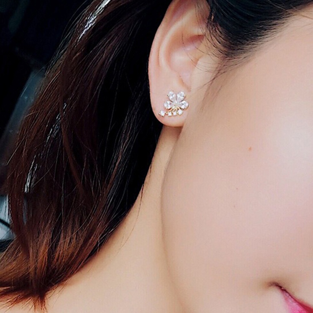 Hu Hu Hu Hu Hu Alat Bantu Pasang Kacamata♡ Anting Tusuk Bentuk Bunga Hias Mutiara Imitasi Bahan Cubic Zirconia Untuk Wanita