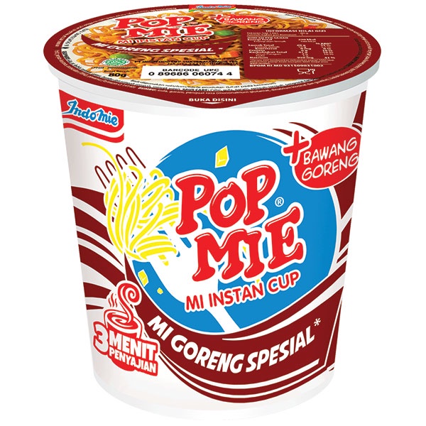 POP MIE GORENG SPECIAL MI INSTAN CUP +BAWANG GORENG 80GR SATUAN