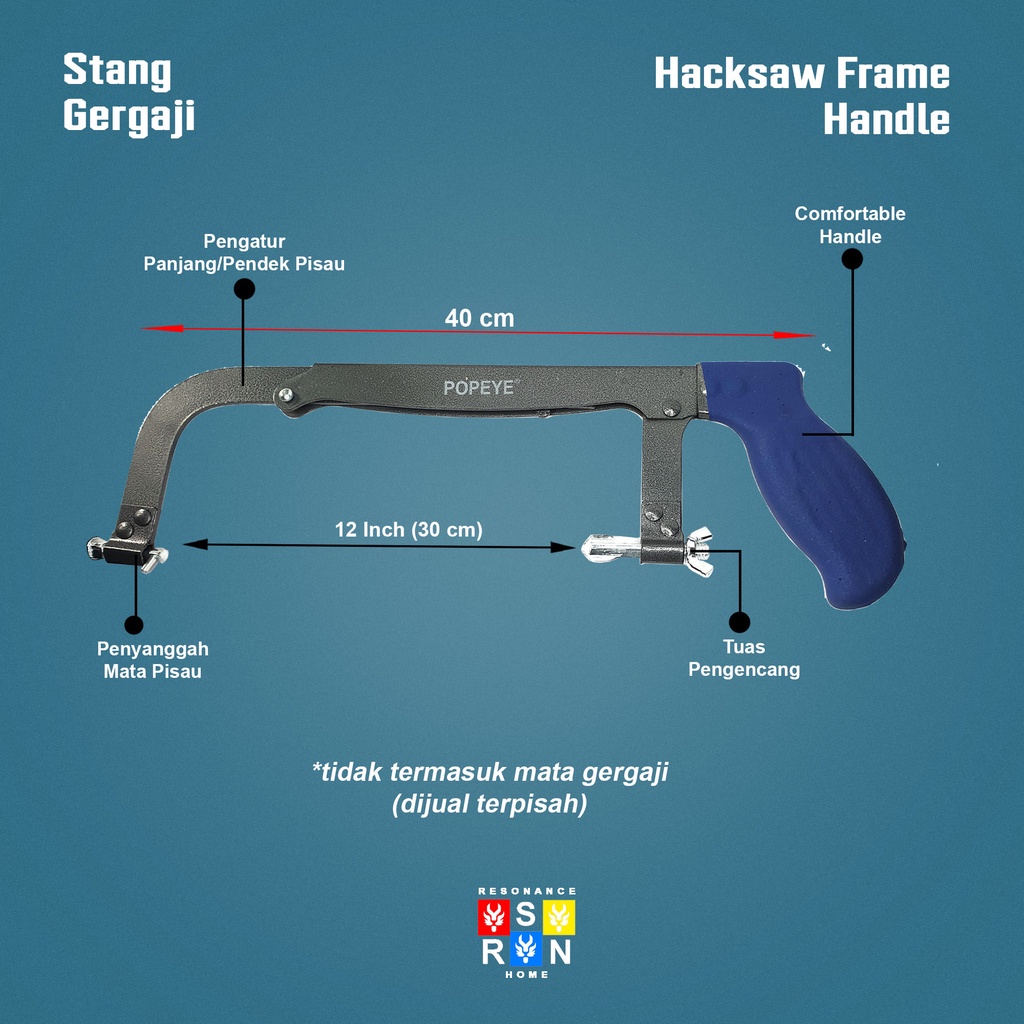 Stang Gergaji Besi l Gagang l Pegangan l Hacksaw Frame Resonance Home