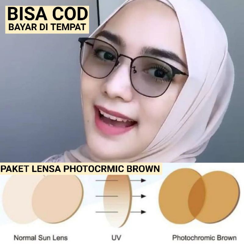 KACAMATA BROWN PHOTOCROMIC LENSA MINUS DAN CYLINDER