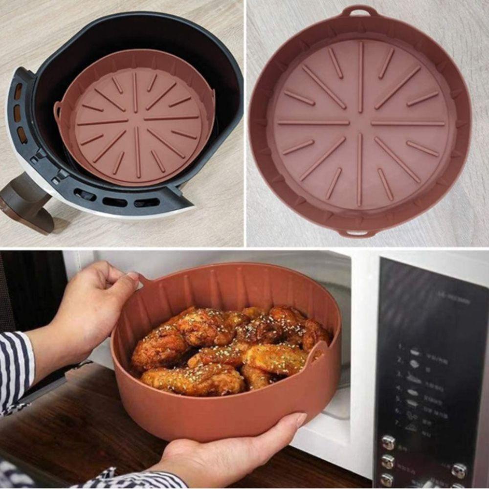 【 ELEGANT 】 Air Fryer Tray Replacemen Silikon Pizza Fried Chicken Basket Mat Liner Aksesoris Baking Alas Panci Oven