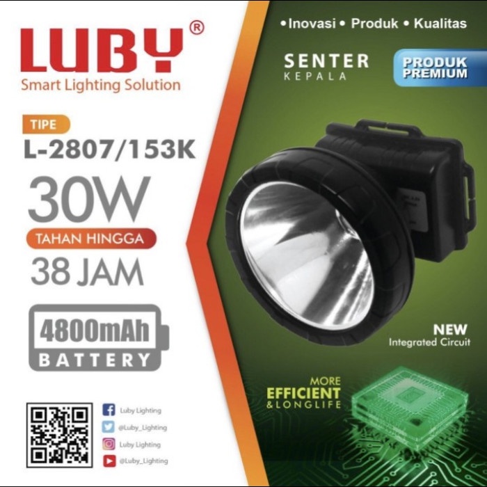 Senter Kepala Luby 30 Watt Cahaya Kuning L-2807/153K