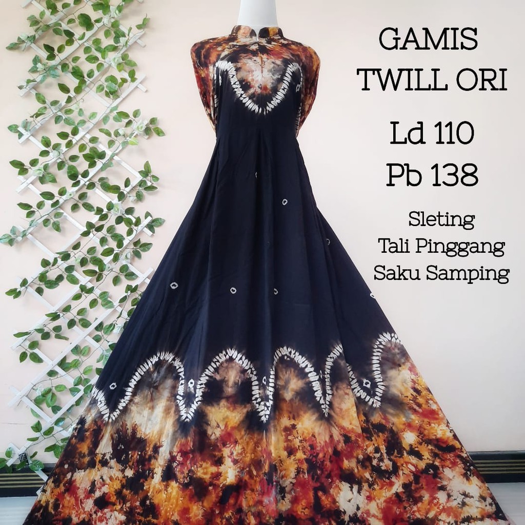 GAMIS  SYAR'I MOTIF  BAHAN ADEM ORI TWIL