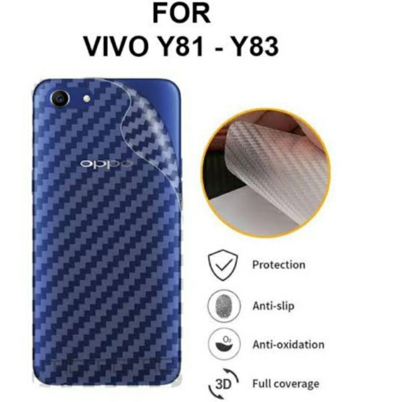 Skin Carbon Vivo Y81 Y83 Anti Jamur Belakang Transparan Terasfaran