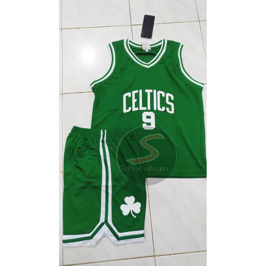Sale Setelan Jersey Baju Basket Anak Nba Impor - Boston Celtic #9 Rondo - Hijau, S