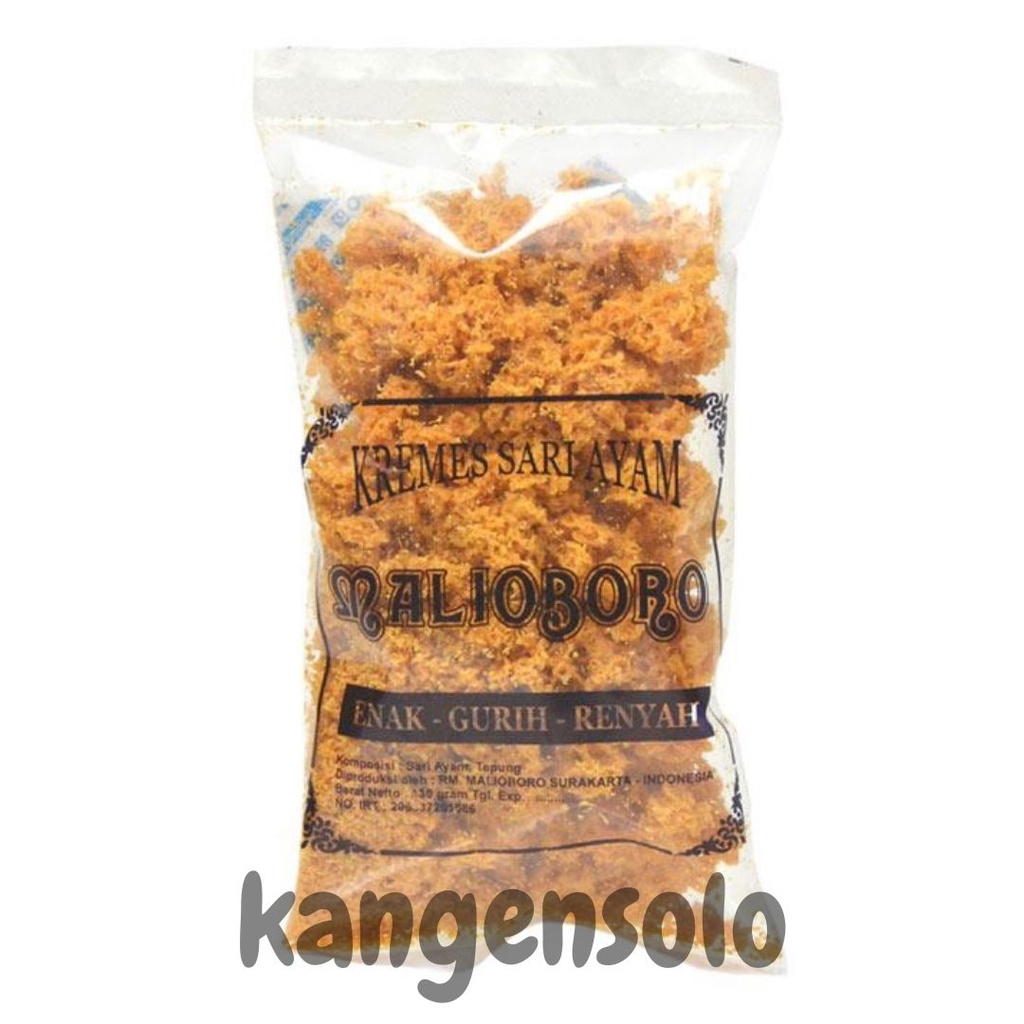 

KREMES KREMESAN SARI AYAM MALIOBORO KANTONG PLASTIK 130GR OLEH OLEH KHAS SOLO