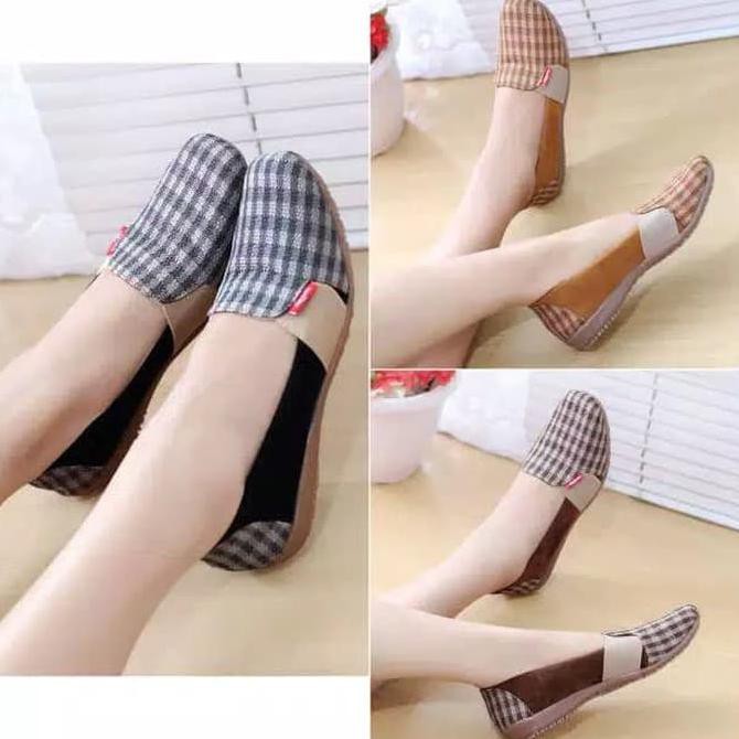 LARICHI SEPATU WANITA FLATSHOES KANVAS RAJUT AELTOM01 - HITAM, 38