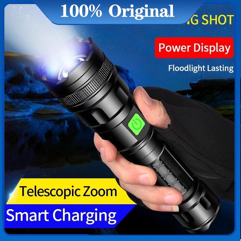 Anbolt Senter Super Terang Rechargeable ZOOM Rechargeable SUPER TERANG  LED Outdoor USB Rechargeable IPX4 tahan air kelas hidup Taktis Cahaya T6 18650 Battery