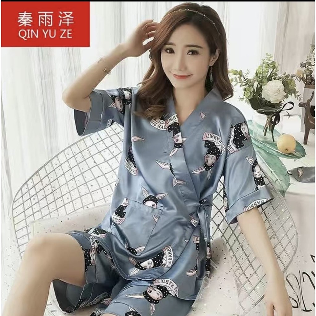 piyama hotpant kimono satin import new arrival