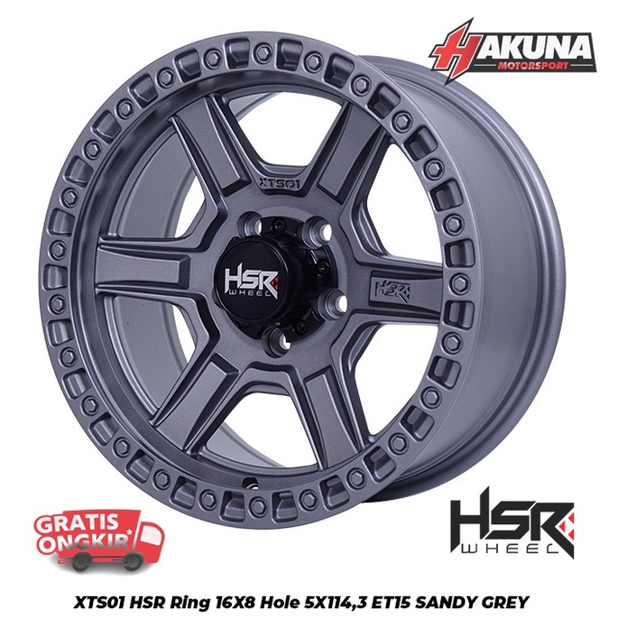 Velg Ring 16 HSR XTS01 Pelek R16 Lebar 8 Pcd 5xx14,3 Mobil Innova Ertiga Gand Vitara Xl7