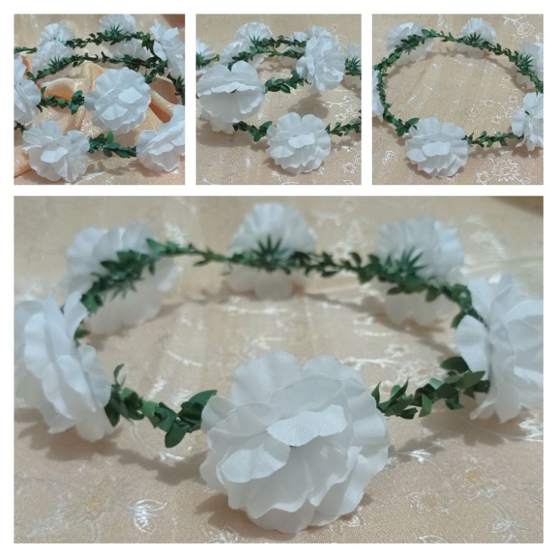 BANDO BUNGA FLOWER CROWN MAWAR PUTIH