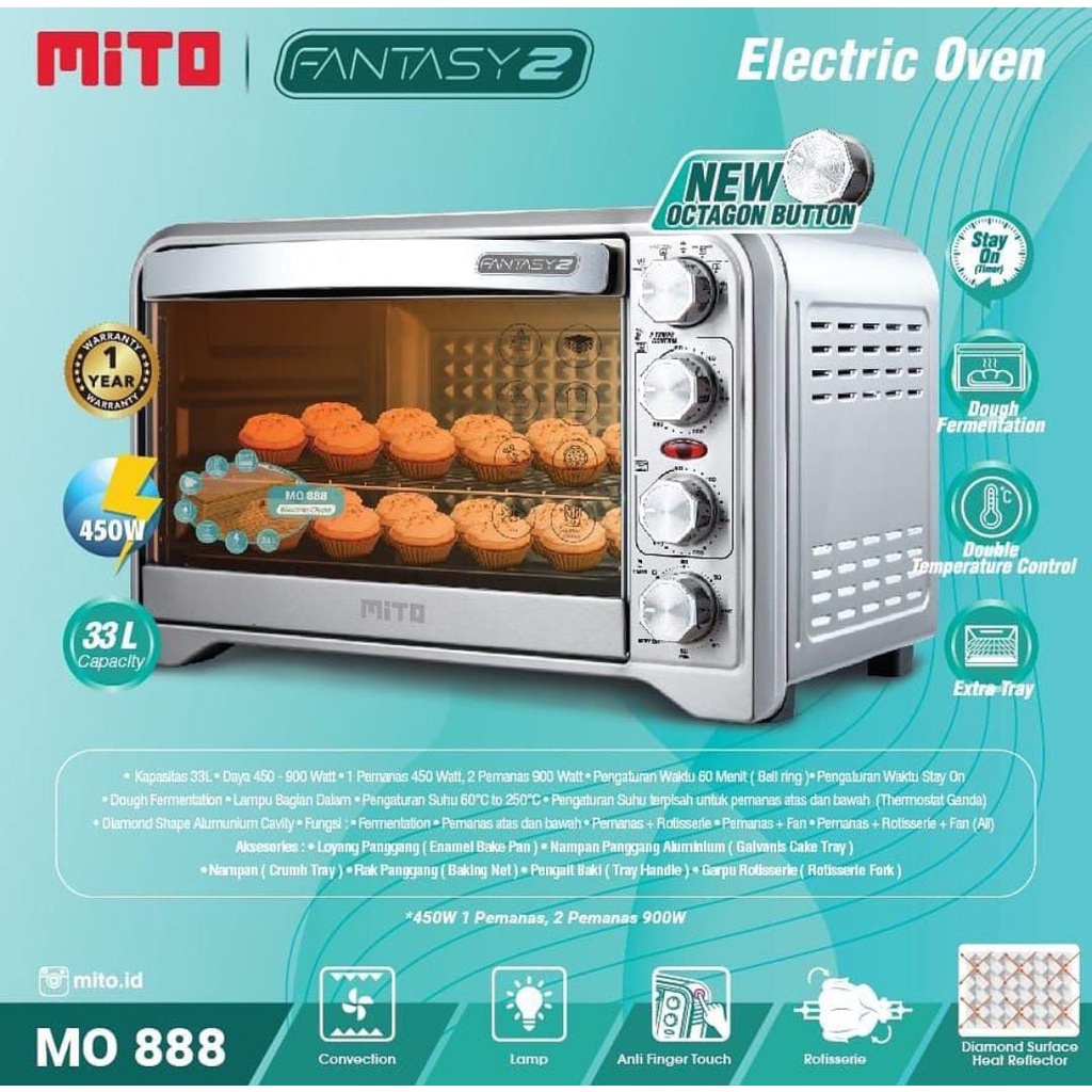 Jual OVEN MITO FANTASY 2 MO888 33 Liter ORIGINAL GARANSI RESMI/ OVEN