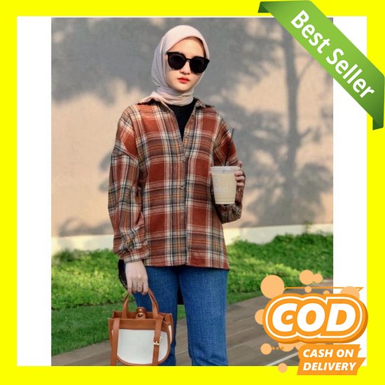 Kemeja Wanita Casual Lengan Panjang Model Longgar Versi Korea Mot Cb429 Kemeja Guilen Oversize Shi F