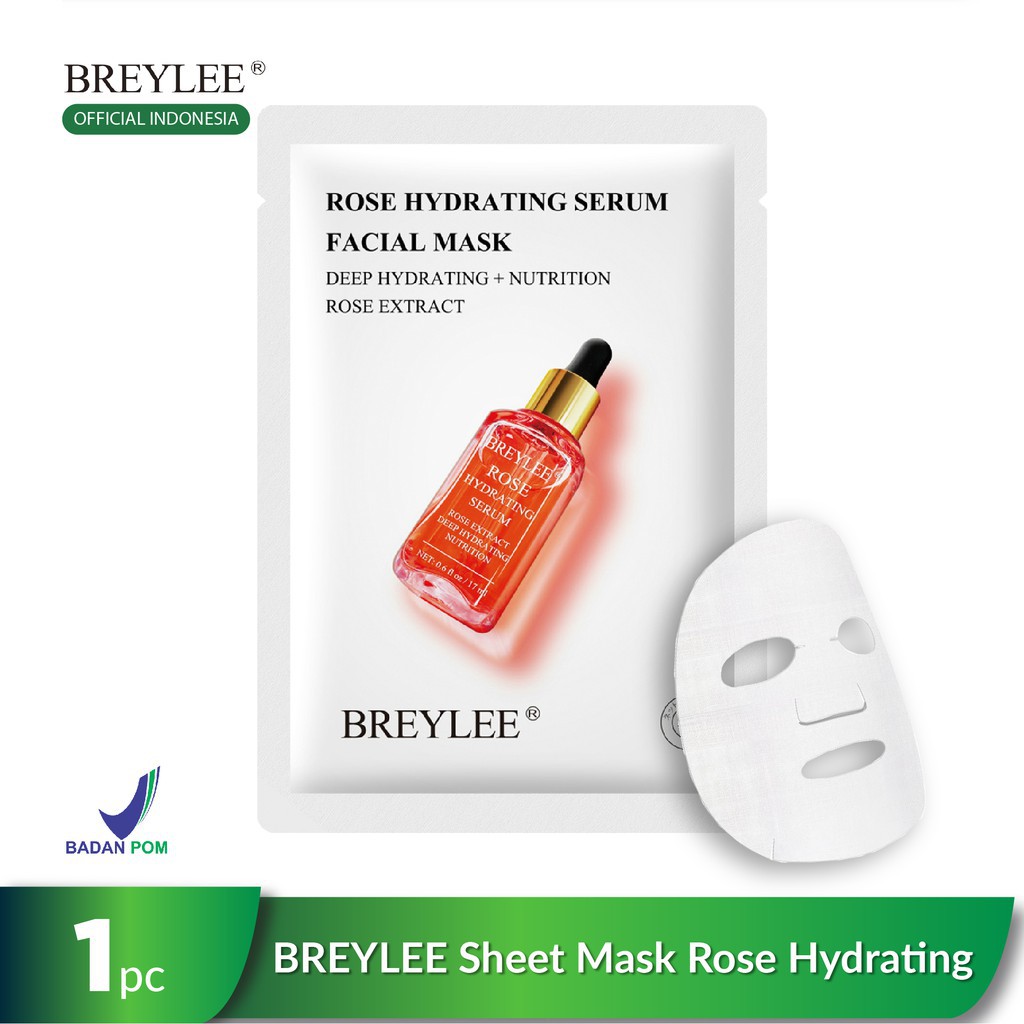 BPOM BREYLEE Sheet Mask Retionl Rose Hyaluronic Acid Vitamin C / masker wajah breylee