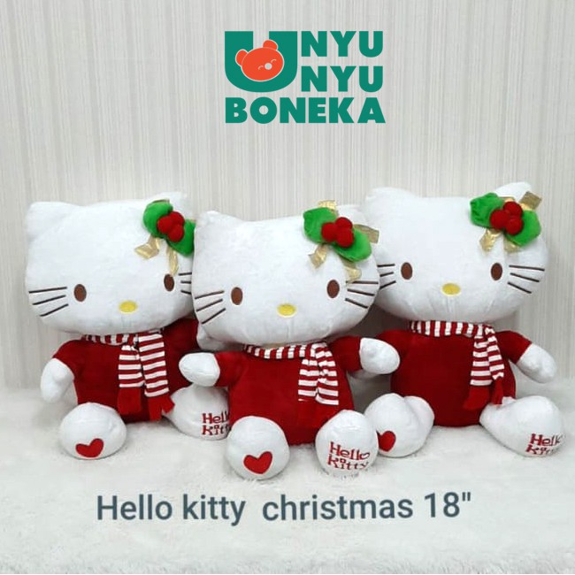 Boneka Hello Kitty syall Natal Merry christmas souvenir